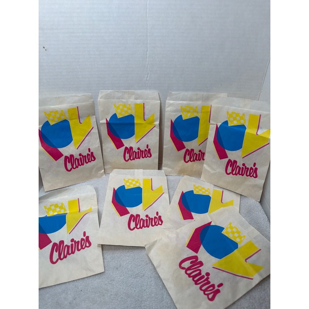 VTG 80/90s Claire's Paper Gift Bags Multicolor Abstract‎ Design 8 ct Treat Party